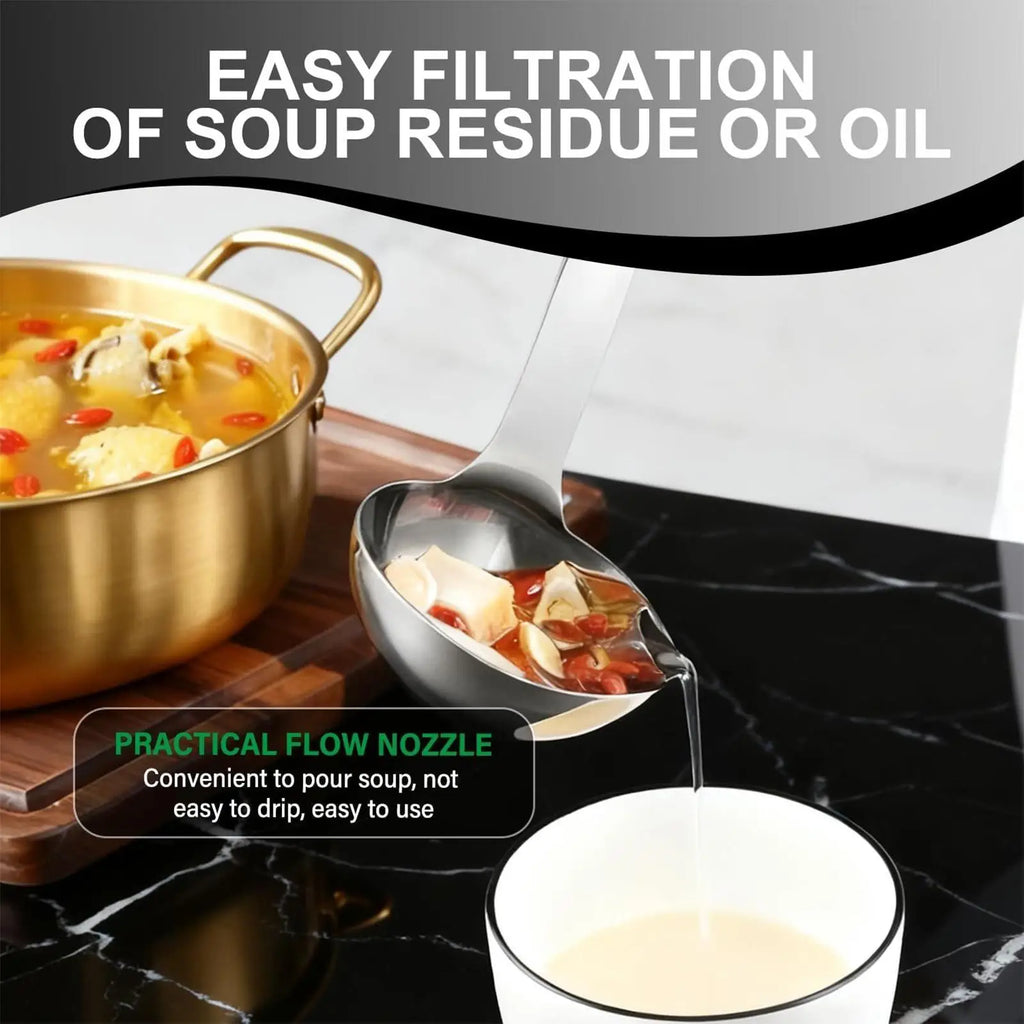 Fat Skimmer Spoon Stainless Steel Gravy Separator Ladle Long Handle