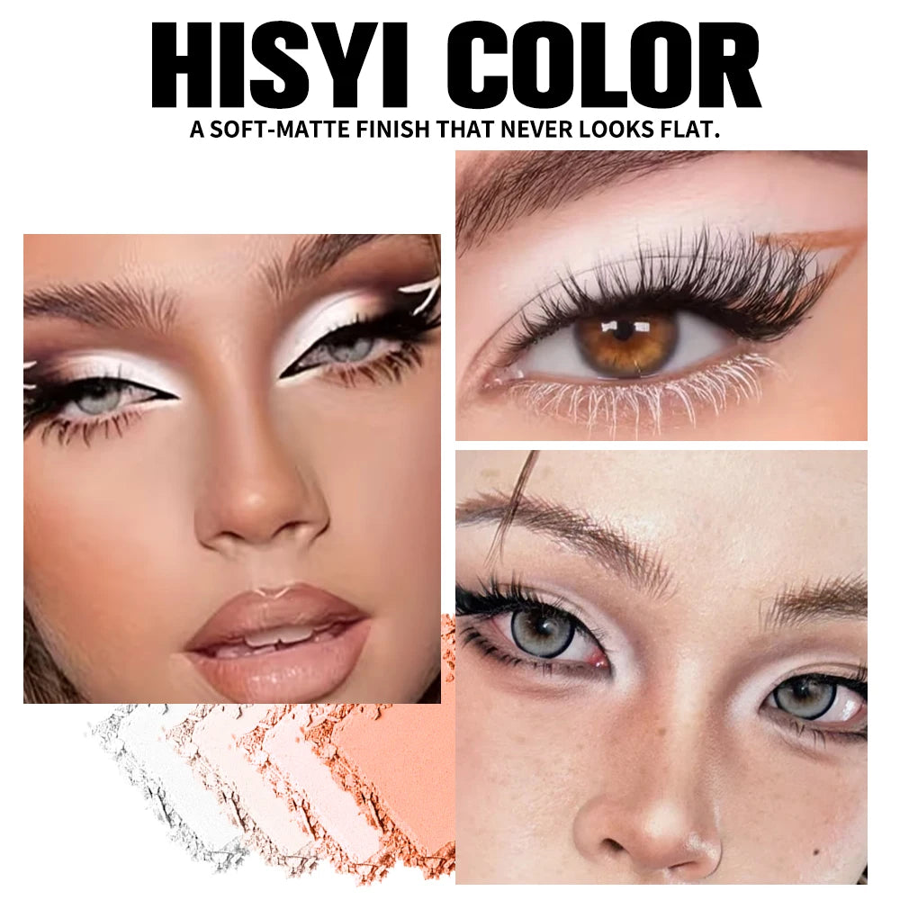 Long Lasting Matte highlights with eyeshadow tray - Shiny glitter for natural contours of all skin tones, orange and white Zpaxo