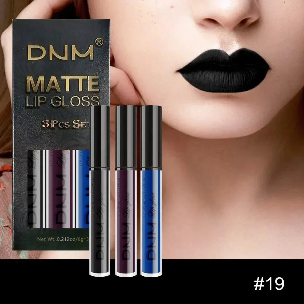 3 Colors Matte Velvet Lip Gloss Non-stick Cup Waterproof Long-lasting