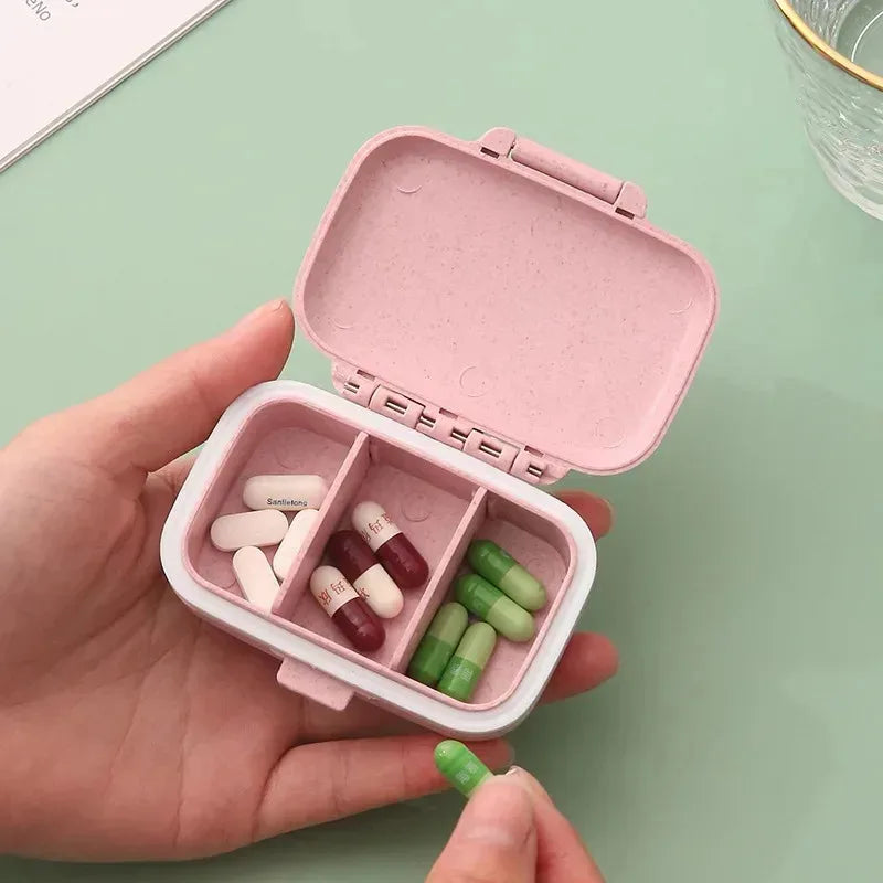 Mini 3-Grid Pill Organizer Case – Portable Weekly Pill Box