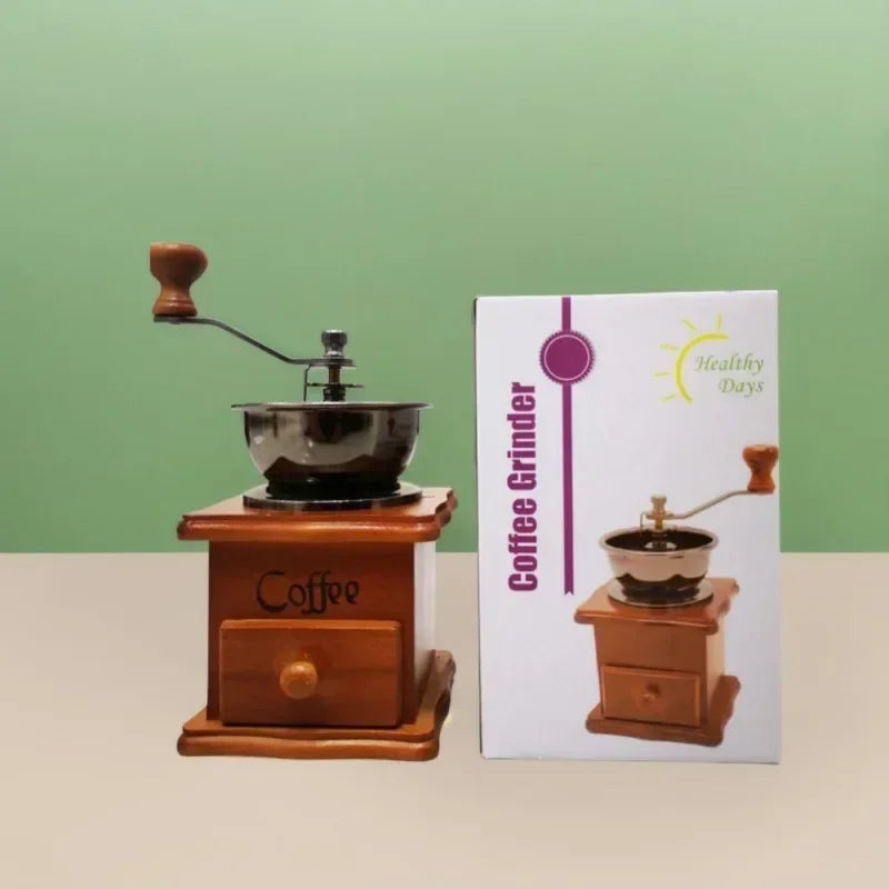 Vintage Wooden Manual Burr Coffee Grinder – Hand Crank Mill Manual Coffee Grinder Zpaxo