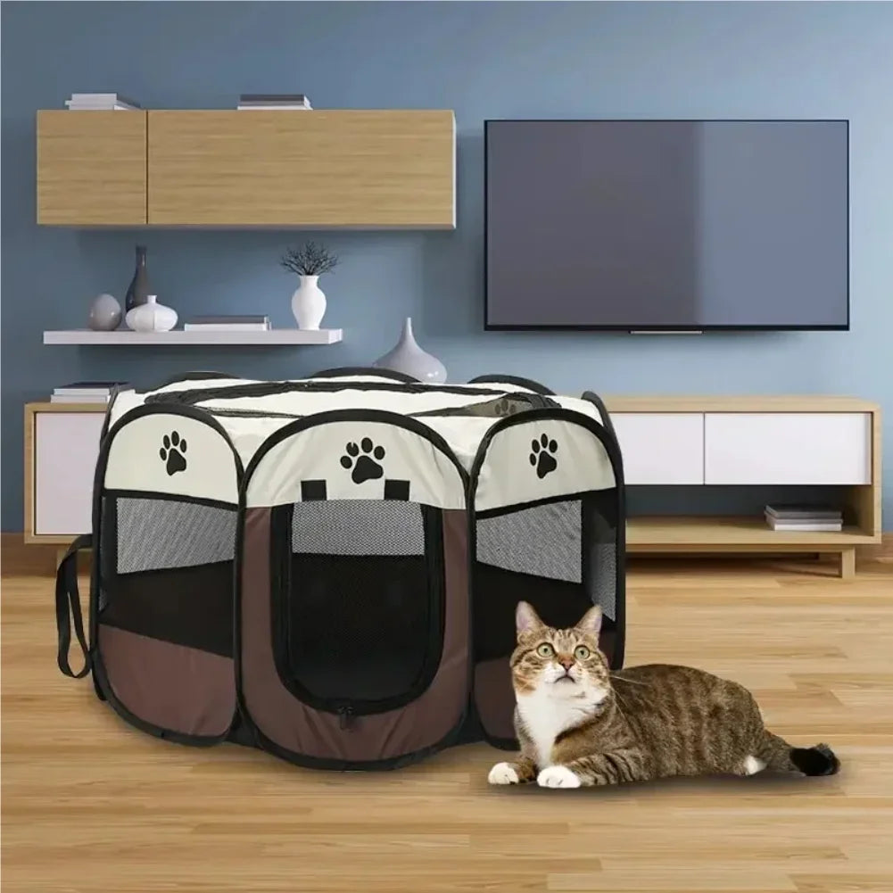 Portable Foldable Pet Tent Kennel Octagonal Fence Puppy Shelter Easy To Use Outdoor Easy Operation Large Dog Cages Cat Fences Zpaxo