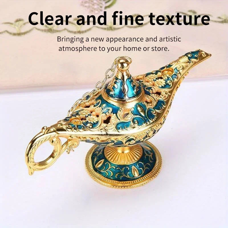 1Pc Genie Magic Lamp Aladdin Decoration European Vintage Home Decoration Russian Wishing Lamp Metal Decoration Craft Souvenir Zpaxo