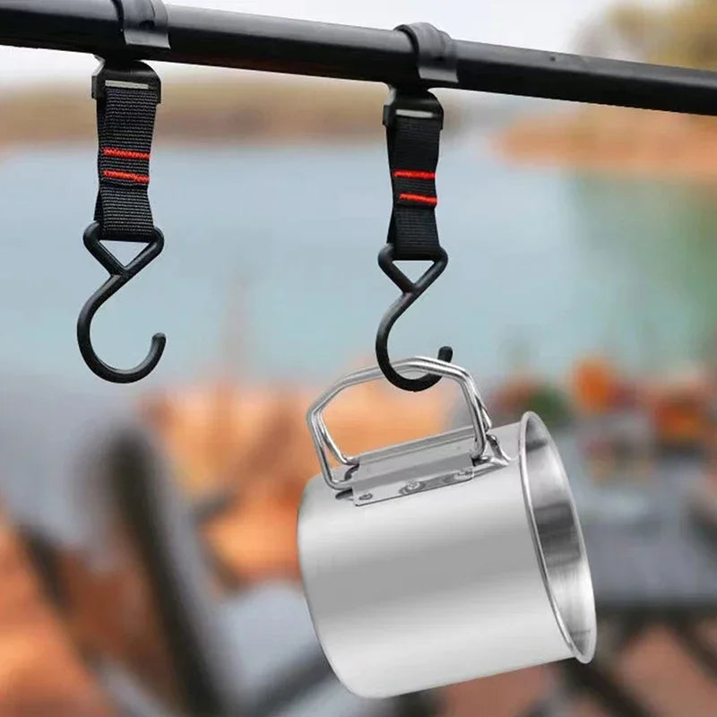 1Pc Stainless Steel Folding Handle Cup Portable Carabiner Cup Outdoor Camping Cups for Home Outdoor Camping Accessories Zpaxo