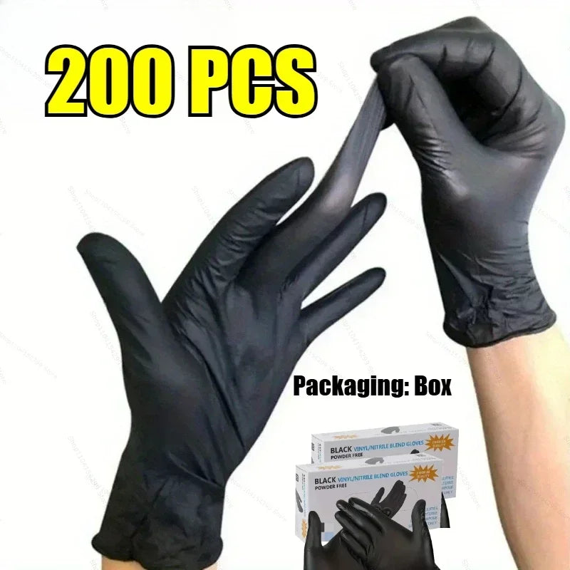 Black Xl Latex Gloves Pvc Gloves Disposable Nitrile Gloves Housework Cleaning Car Industry Gardening Cooking Tools Zpaxo 200 PCS XL