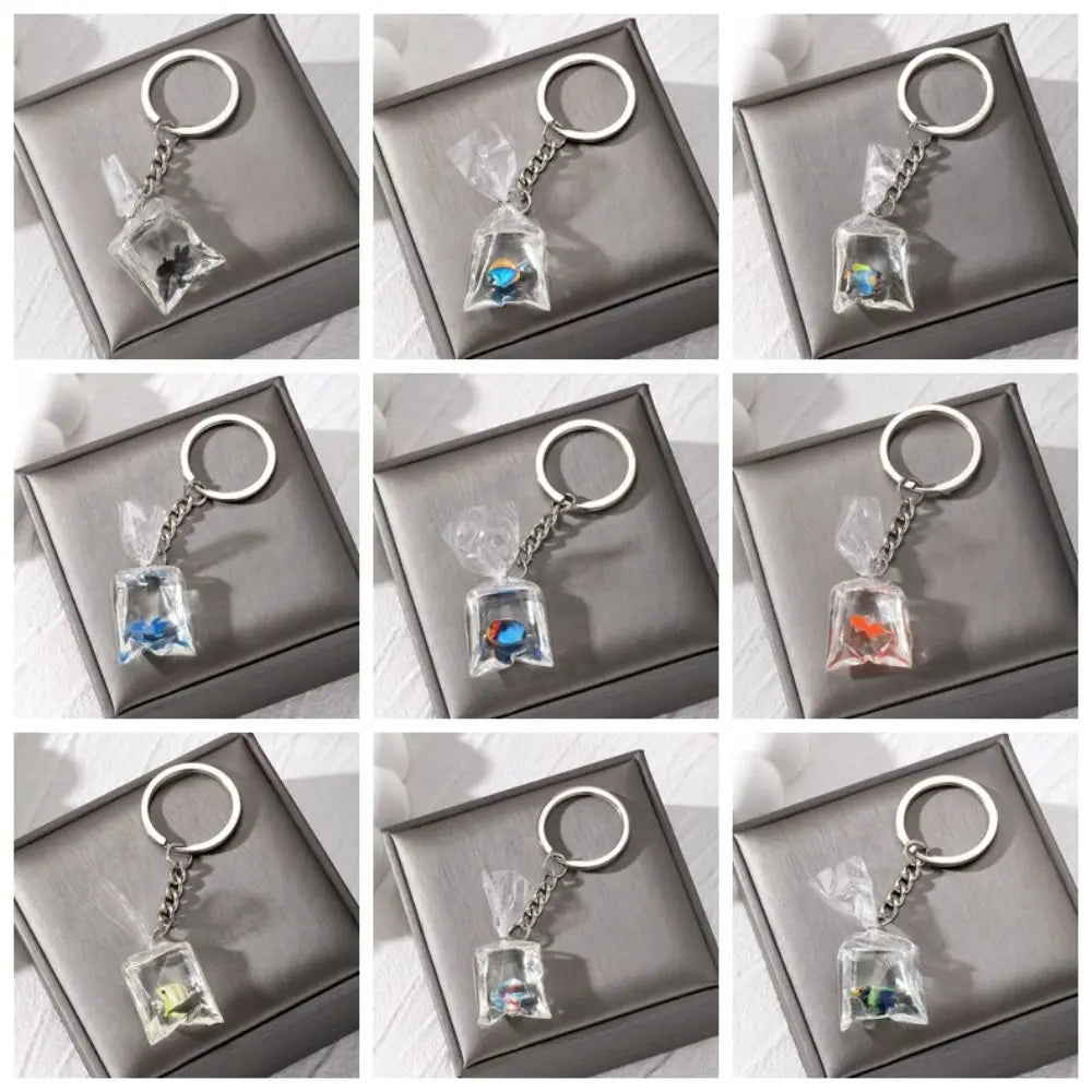 Fish Goldfish Keychain Imitation Water Bag Transparent Small Fish Keyring Creative Funny Small Fish Pendant Kid Toy Zpaxo