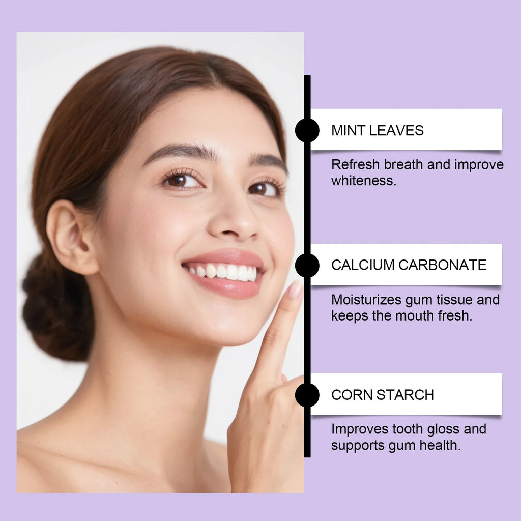 Gentle Formula Purple Cleaning Tooth Powder - Fine Texture, Cares for Teeth, Removes Stains & Odors, Enhances Teeth Whiteness Zpaxo