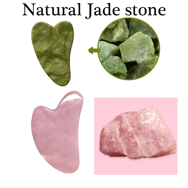 Guasha Stone Massage Face Lift Tools Natural Rose Quartz Gouache