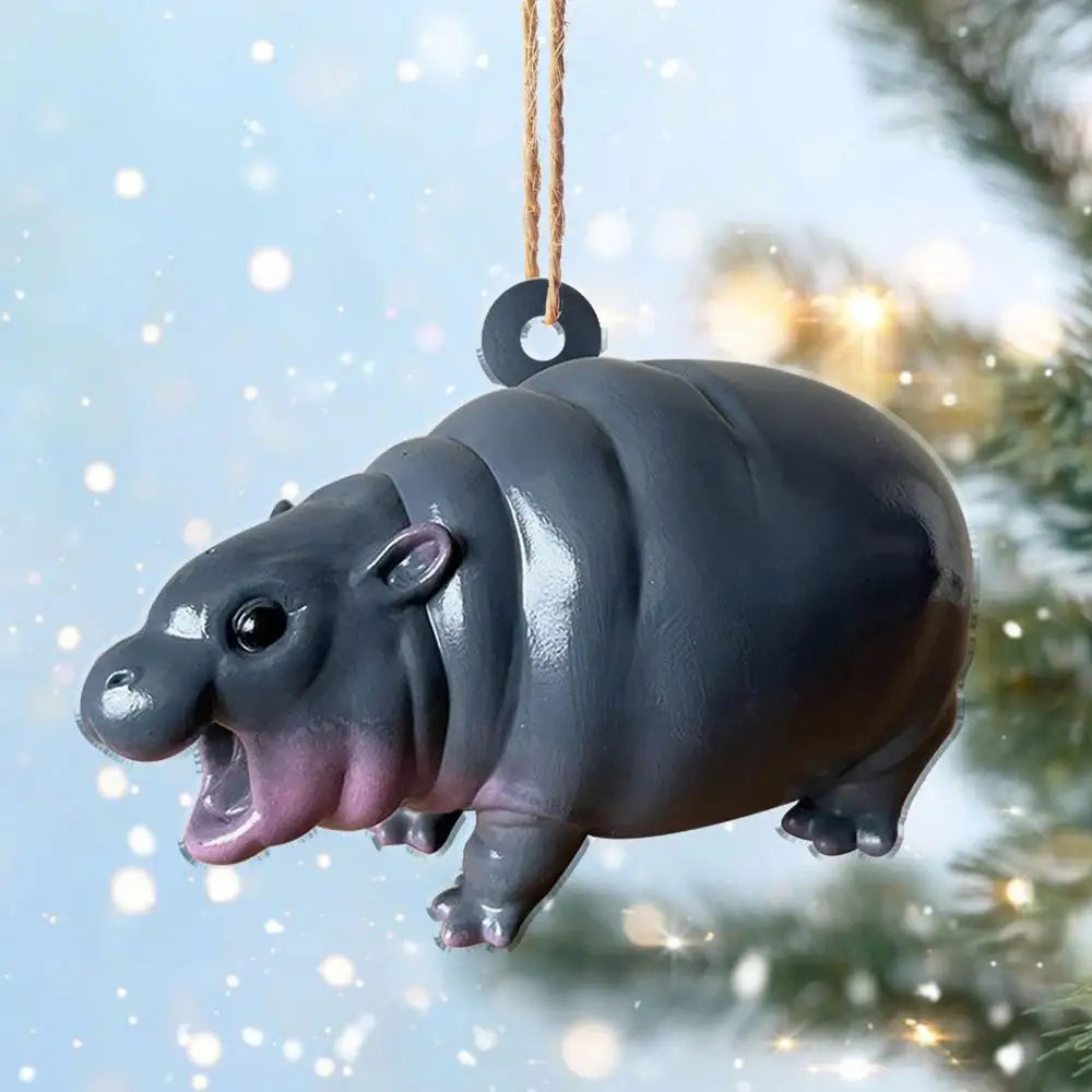 Cute Hippo Resin Figurines | Moo Deng Baby Hippopotamus Sculpture Desk Decoration | Portable Moo Deng Hippo Tabletop Statue Zpaxo B CN