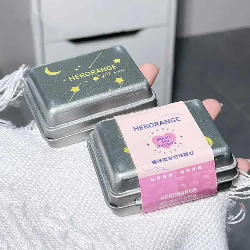 Iron Box Blusher Mineral Powder Long-lasting Natural Cheek Contour Tint Pink Facial Blusher Cosmetics Single Color Blush Palette Zpaxo