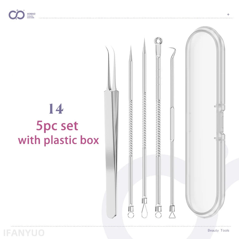 8/5/4PCS Hair Tweezers Acne Blackhead Removal Needles Kit Black Dots Cleaner Pore Cleaner Deep Cleansing Face Skin Care Tools Zpaxo 14