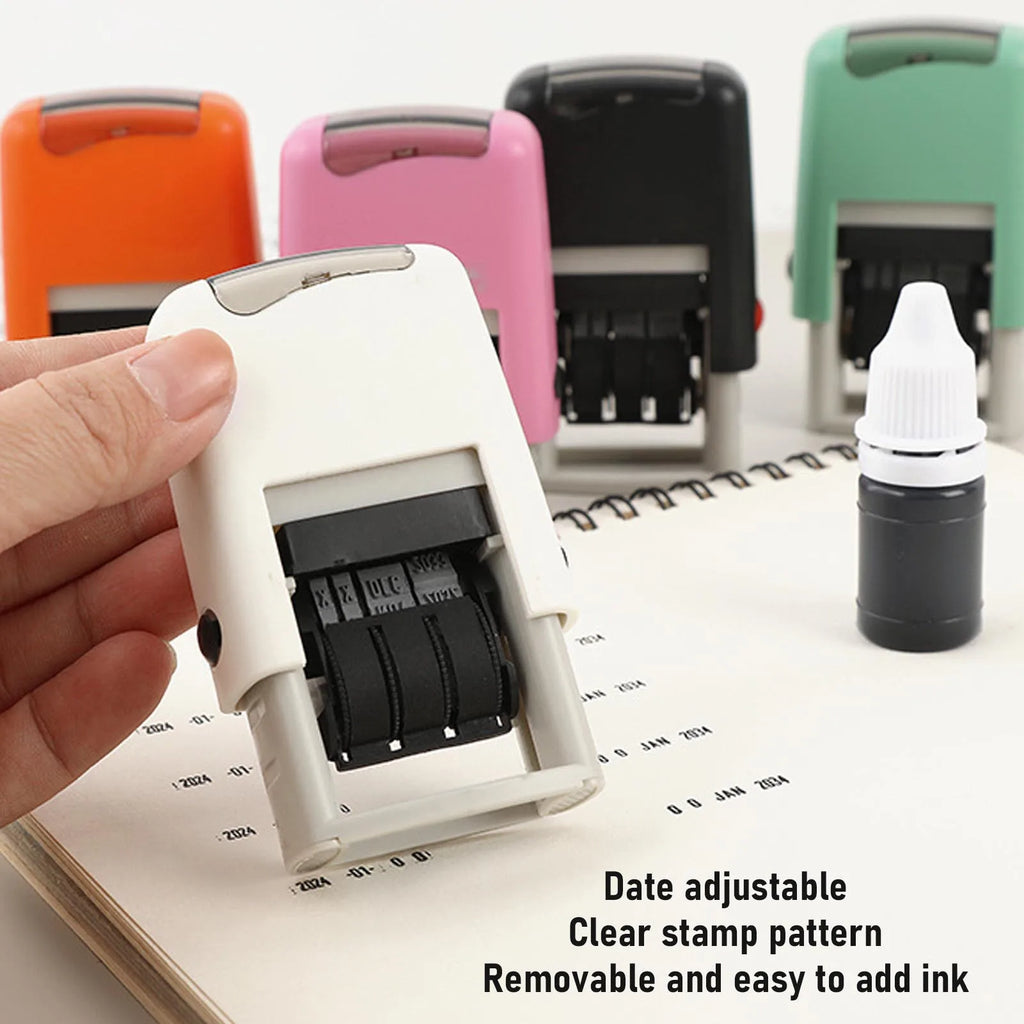 Self Inking Date Stamp 25x2.8mm English Date Clear Imprint Quick Drying Adjustable Self Inking Stamp English Date Stamp Zpaxo