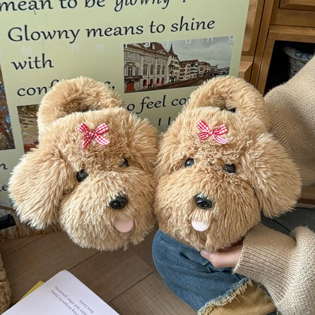 Fluffy Cartoon Women's Home Slippers Winter Cute Plush Luxury