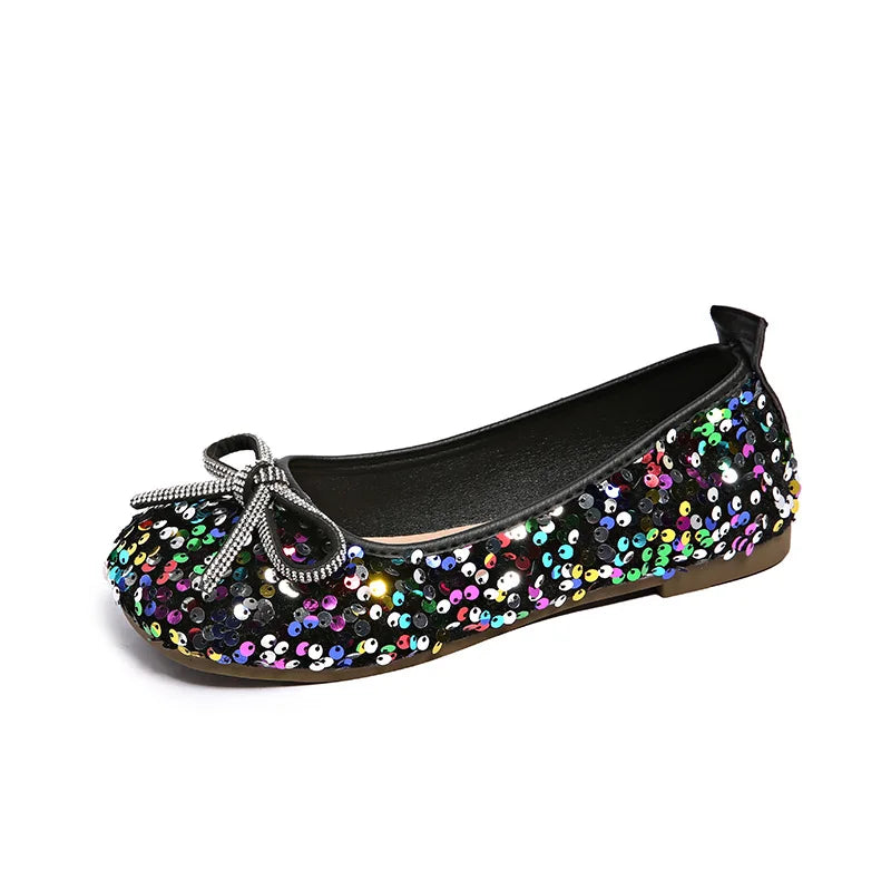 2026 Women Bling Flats Shoes Casual Walking Spring Round Toe Bowtie
