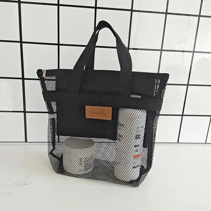 Mesh Toiletry Travel Bag Portable Handheld Makeup Organizer Cosmetics