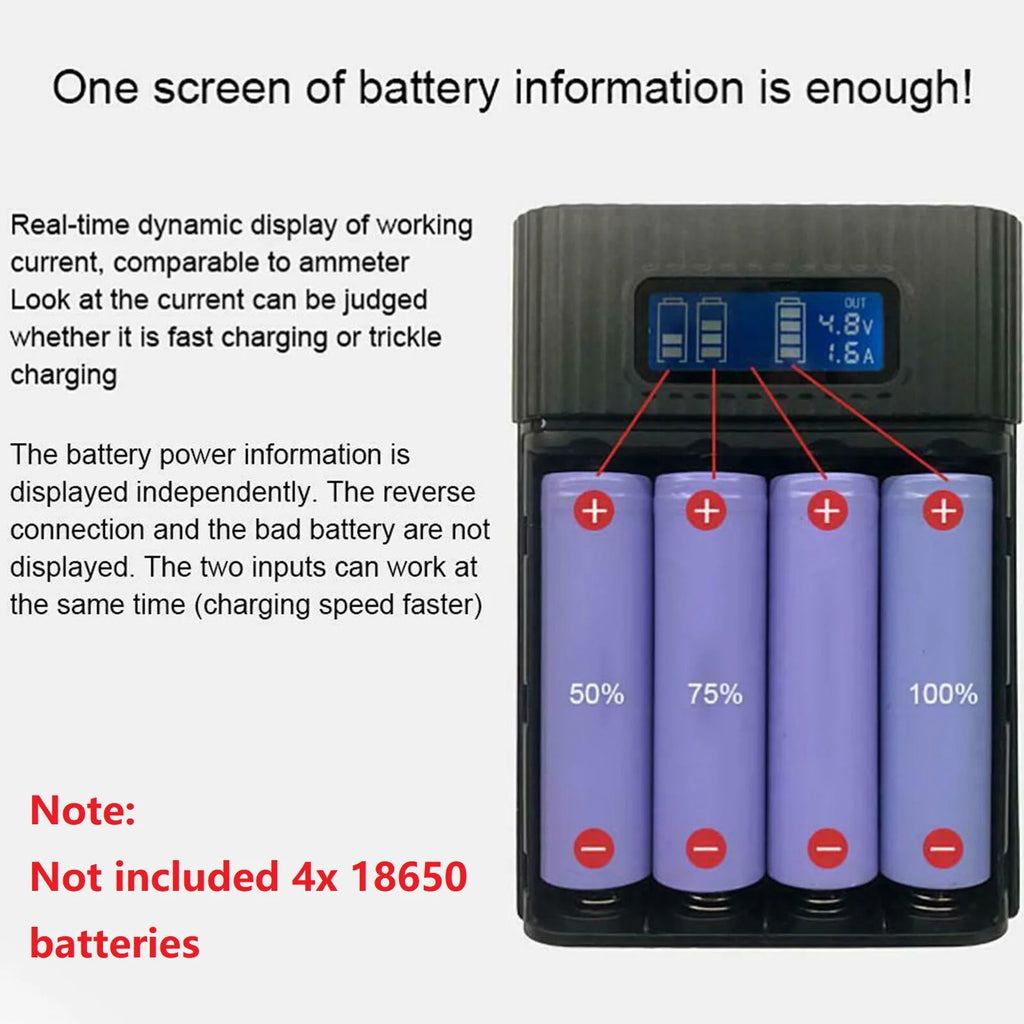 DIY Power Bank Case 4 18650 Battery Charge Storage Box 5V Dual USB
