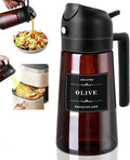 2-in-1 Glass Oil Dispenser & Sprayer - 16oz/470ml Leakproof Olive Oil Sprayer Bottle for Cooking, Air Fryer, BBQ, Baking, Salad Zpaxo black-470ml