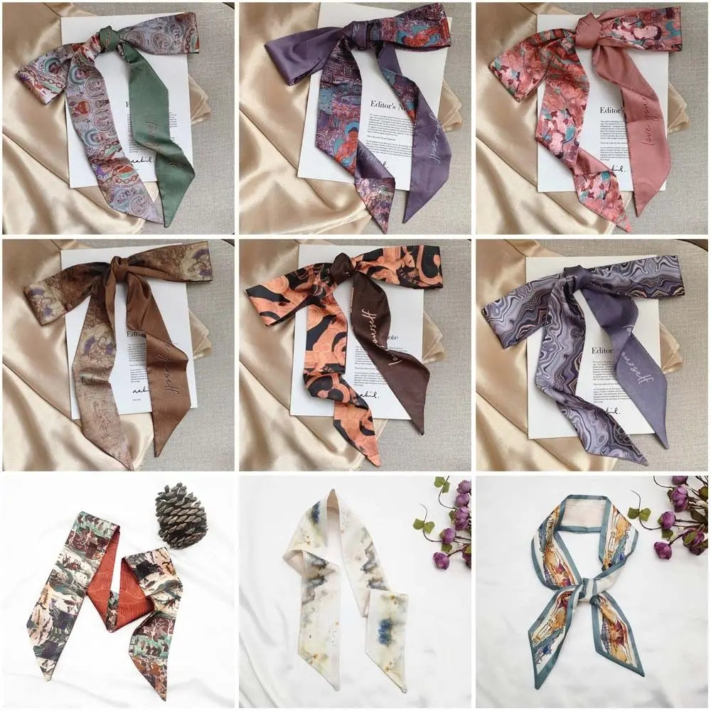 New Floral Headband Ribbon Oil Painting Headscarves Chinese Style Floral Scarf Zpaxo