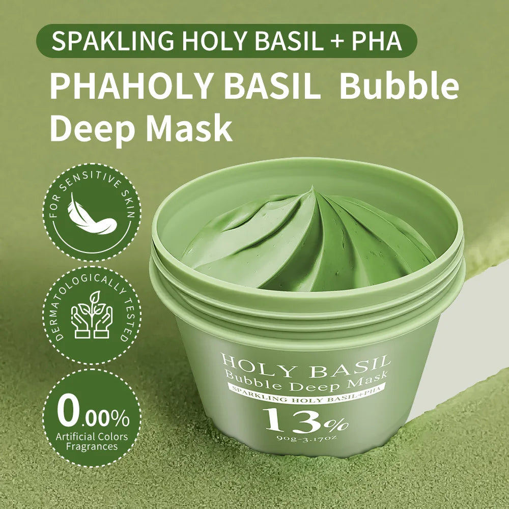 Holy Basil Bubble Mud Mask – Blackhead Removal & Deep Cleansing 90g Face Cleansing Mask Zpaxo