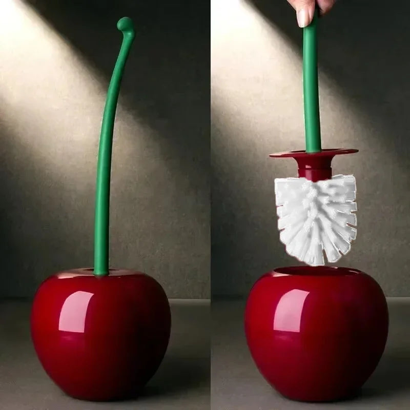 Red Toilet Brush Creative Lovely Cherry Shape Lavatory Holder
