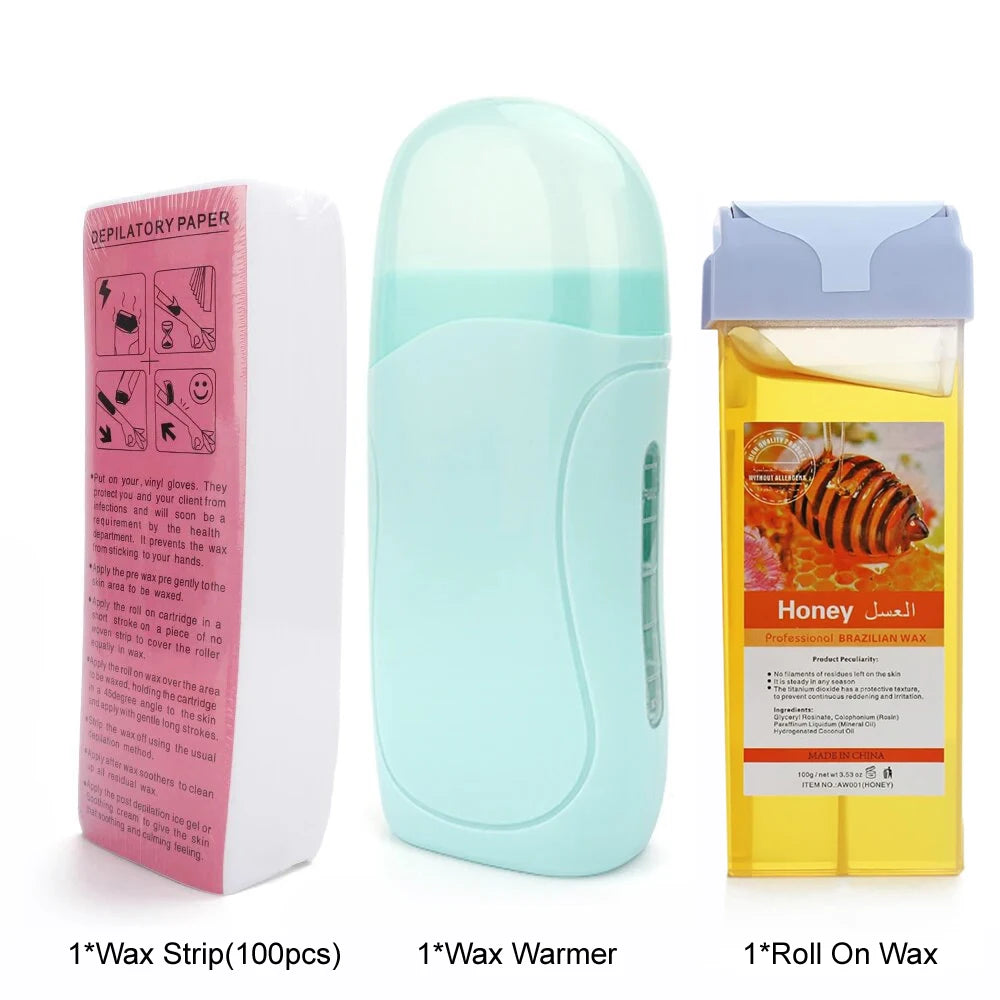 Roll-On Electric Waxing Kit – Hair Removal for All Skin Types Roll-On Waxing Kit Zpaxo 072-G-Honey EU Plug