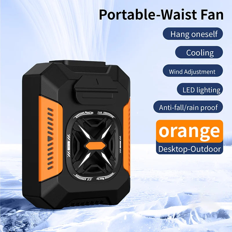 Waist Fan 5000mAh Rechargeable Portable Bladeless Air Conditioner Zpaxo Orange