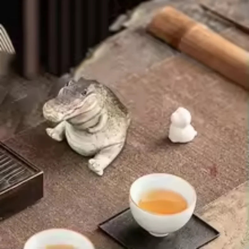 Crocodile Tea Pet Ornament – Lucky Resin Figurine & Gift Tea Pet Figurine Zpaxo