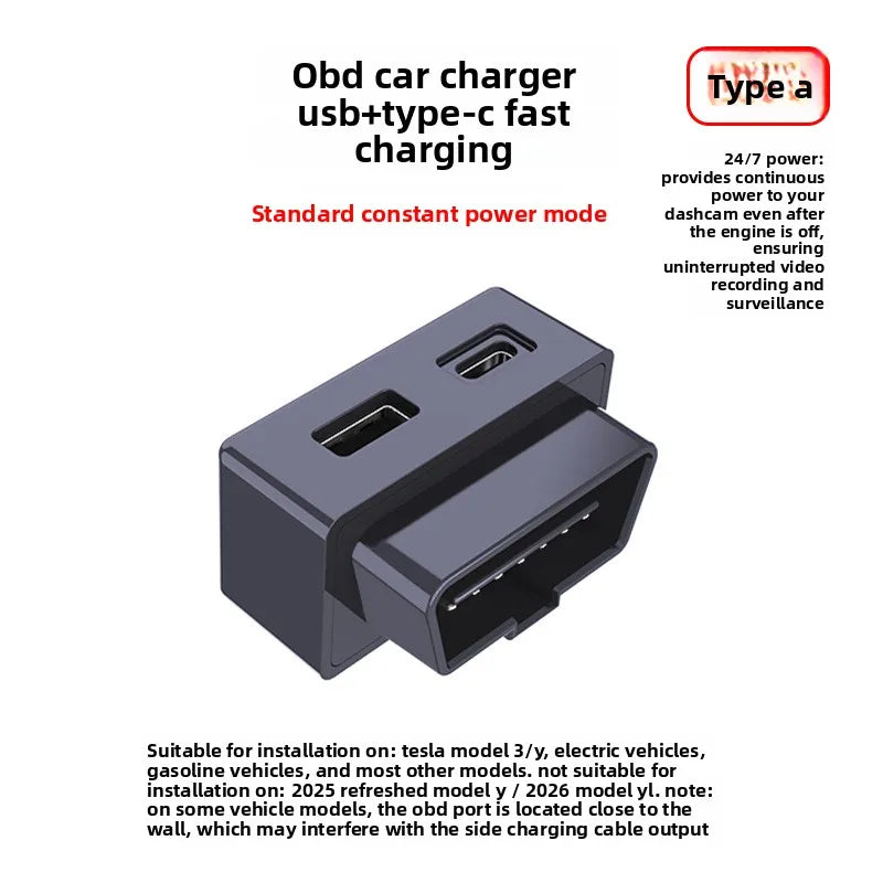 Tesla Model 3/Y/X/S OBD2 Splitter Charging Adapter