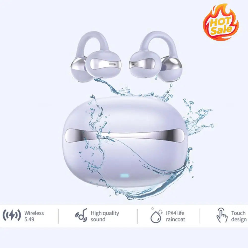 Open Ear Clip Wireless Earbuds BT Wireless Ear Buds Built-in Mic Fitness Headphones IPX4 Waterproof Headset for Workout/Running Zpaxo