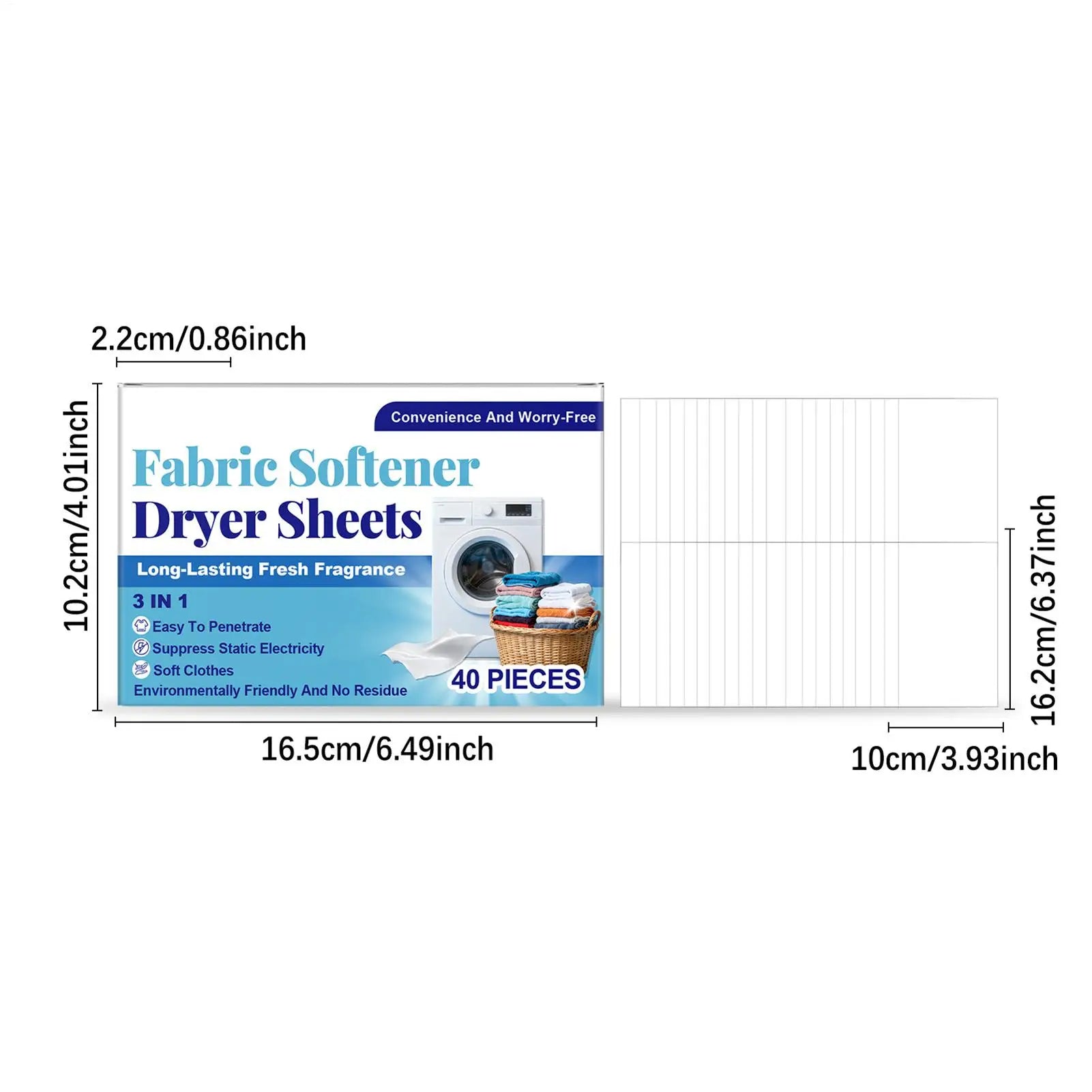 Laundry Softener Sheets 40-Count Gentle Softening Clean Washer Pet