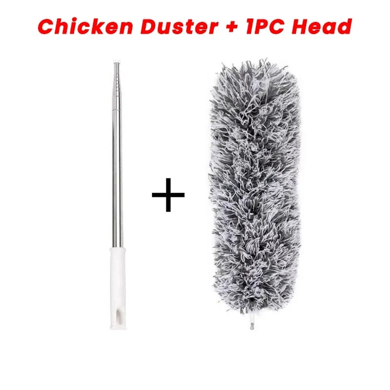Retractable Microfiber Gap Dust Cleaner Extension Pole Reusable Zpaxo Duster with 1Heads