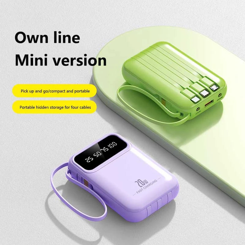 50000mAh 4 In1 Built-in Cable Power Bank Fast Charging Portable Charger Ultra Slim External Battery for iPhone Samsung Xiaomi Zpaxo