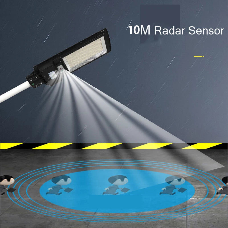 Solar Powered Street Lights Radar Sensor Outdoor LED Lighting Road Zpaxo
