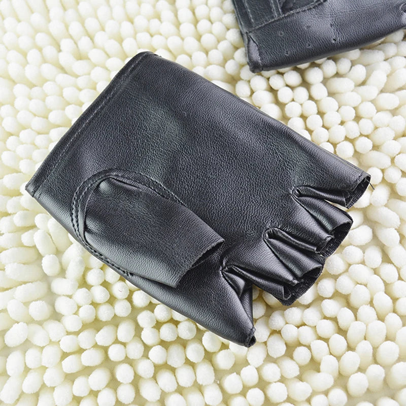 Leather Gloves Black Fingerless Driving Fashion Men Women Half Finger Gloves New Zpaxo