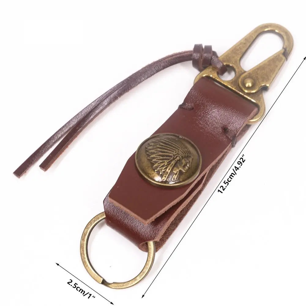 Leather Pendant Handmade Keychain Cowhide Vintage Retro Key Holder Zpaxo