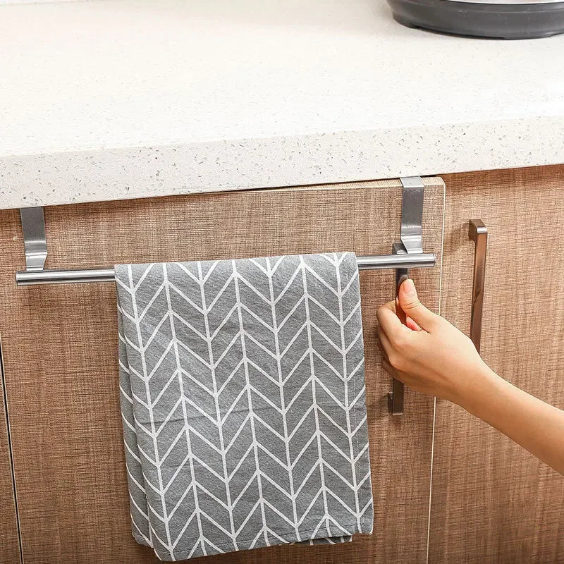 Towel Rack Over Door Bar Hanging Holder Stainless Steel Bathroom