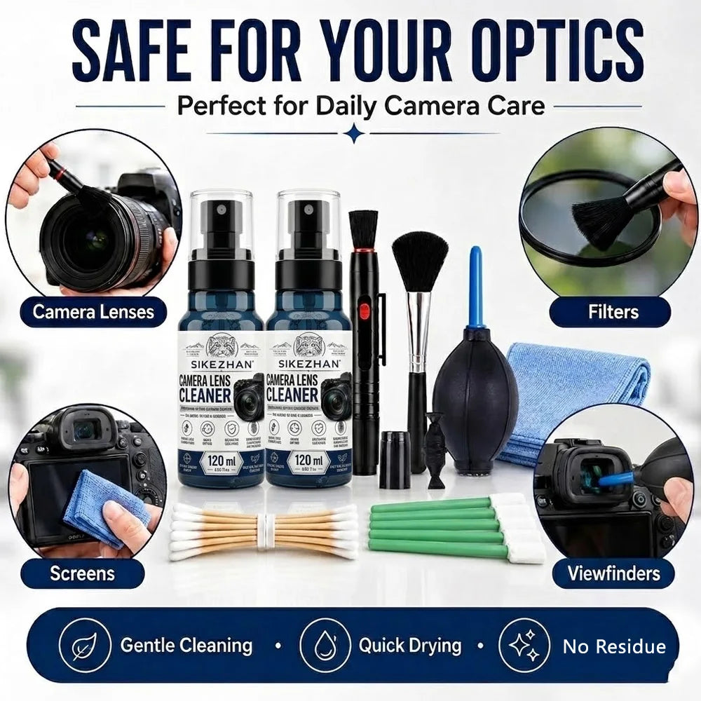 7 in 1 Camera Lens Cleaning Set 120ml Liquid Air Blower Sensor Cleaning Swab Microfiber Cloth Brush Tools for Mirrorless DSLR Zpaxo