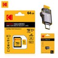 KODAK Micro SD Card 32GB 64GB 128GB V30 U3 4K Yellow for Dash Cam Driving Recorder TF Card Zpaxo 64G and Card reader