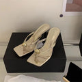 Pearl Thong Sandals Women's Summer Outer Wear 2025 New Fashion Elegant High Heels Stiletto Sandals Zpaxo 36 Gold