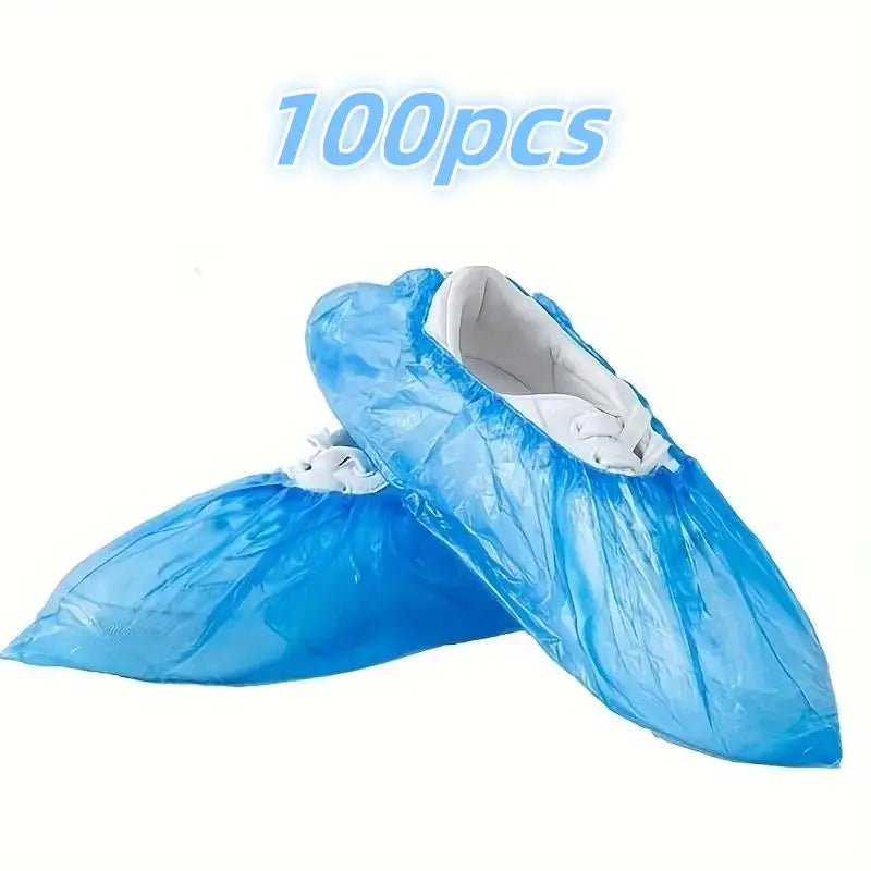 100PCS Hospital-Grade Shoe Covers - Anti-Slip Heavy-Duty PE Protection for Healthcare, Home Cleaning & Travel Hygiene Zpaxo 100pcs