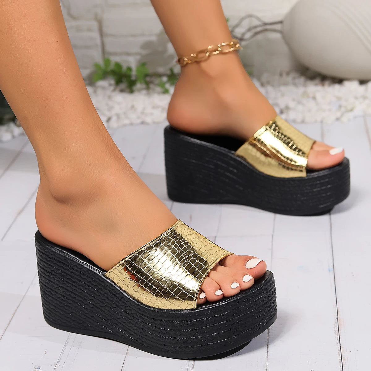 Women Wedges Sandals 2026 New Summer Beach Platform Sandals Fashion Weave Slippers Women High Heel Slippers Slides Women Zpaxo