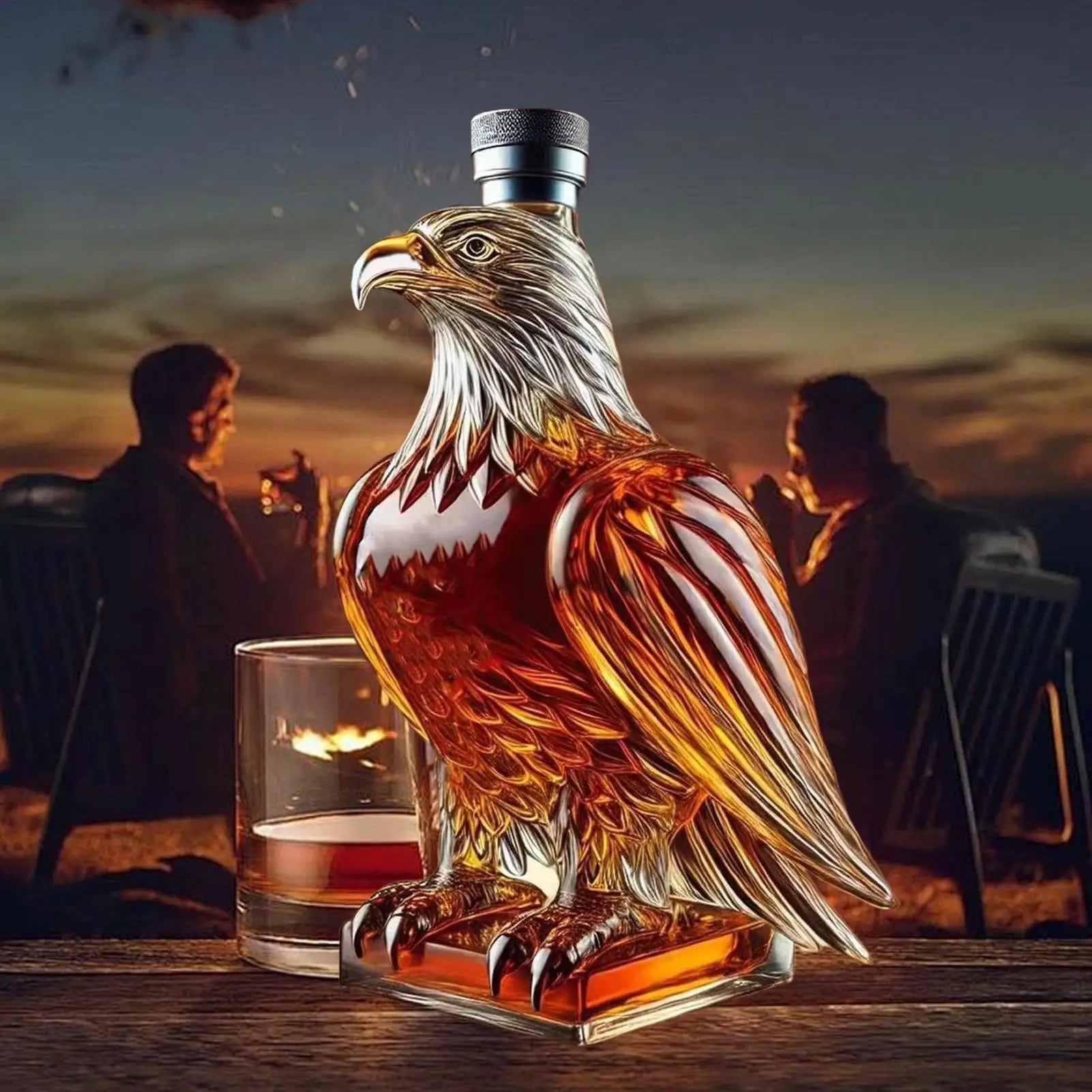 Whiskey Decanter Eagle Glass Collectible Novelty Container Beer