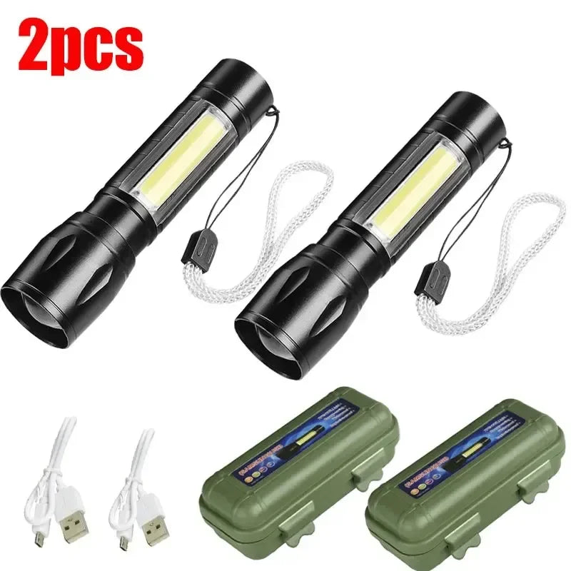 Mini Rechargeable LED Flashlight – Zoomable Spotlight & Floodlight