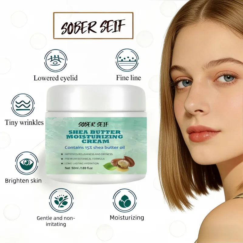 Shea Butter Hyaluronic Acid Multi‑Effect Face Cream 50ml Hydrating Firming Soothing Daily Skin Care Cream Zpaxo