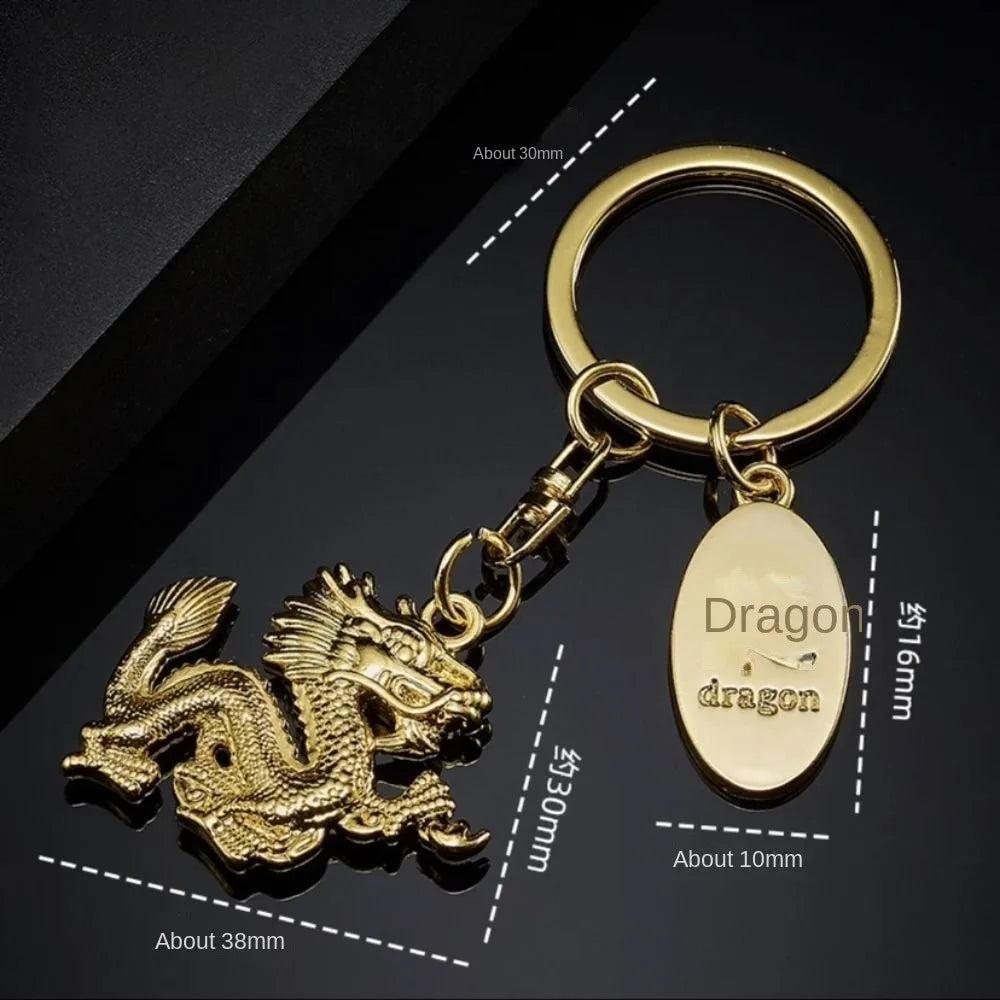 Charms Chinese Dragon Year Keychain Creative Antique Silver Pendant Zpaxo