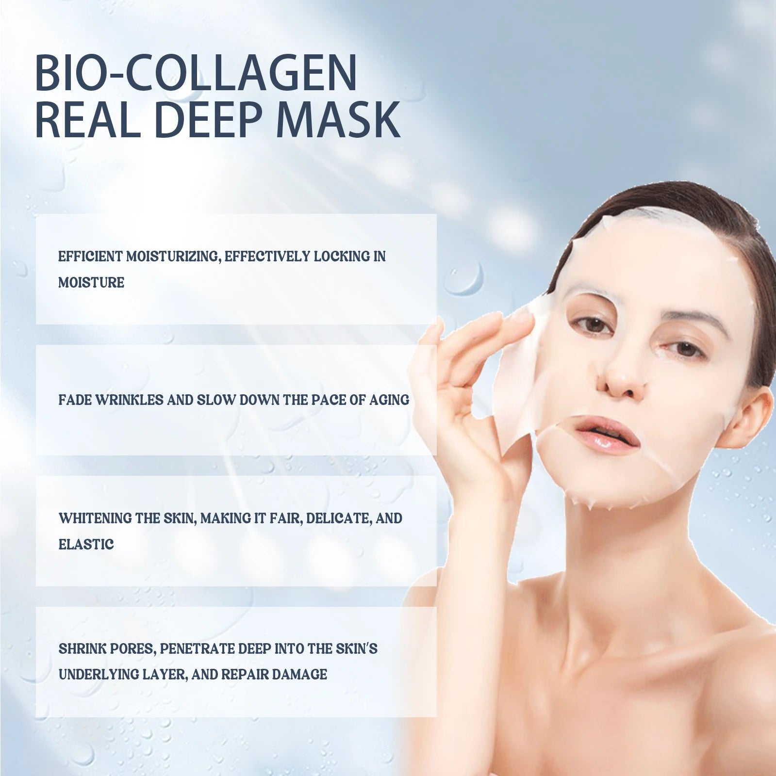 EELHOE 1-30PCS Bio Collagen Real Deep Mask Soluble Collagen Sheet Mask with Hydrolyzed Collagen Moisturizing Face Mask Skin Care Zpaxo