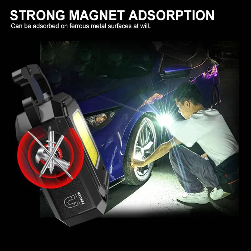 COB LED Keychain Flashlight – USB-C Rechargeable 1000lm Torch