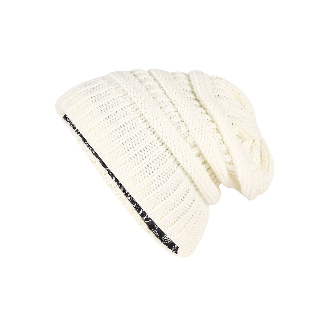 Winter Knit Beanie Hat with Satin Lining – Unisex Skull Cap