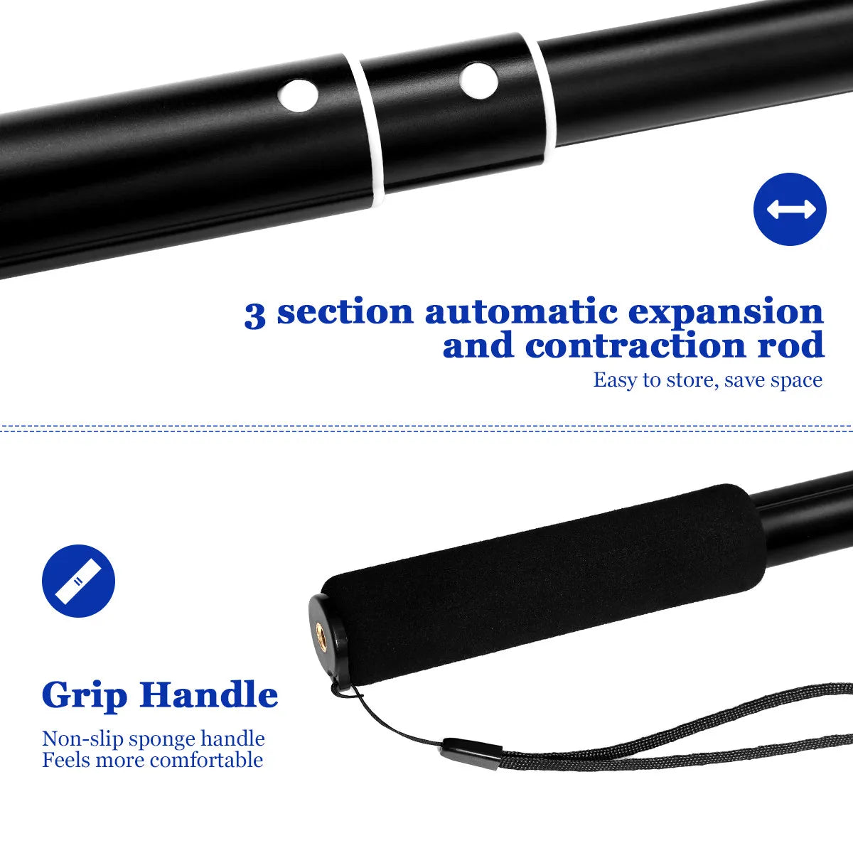 Retractable Dog Interactive Stick L Black Telescoping Flirt Pole