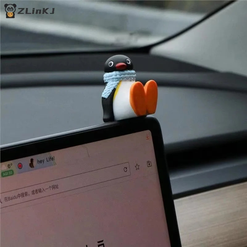 Kawaii Penguin Doll Desktop Ornament Window Edge Car Interior Zpaxo